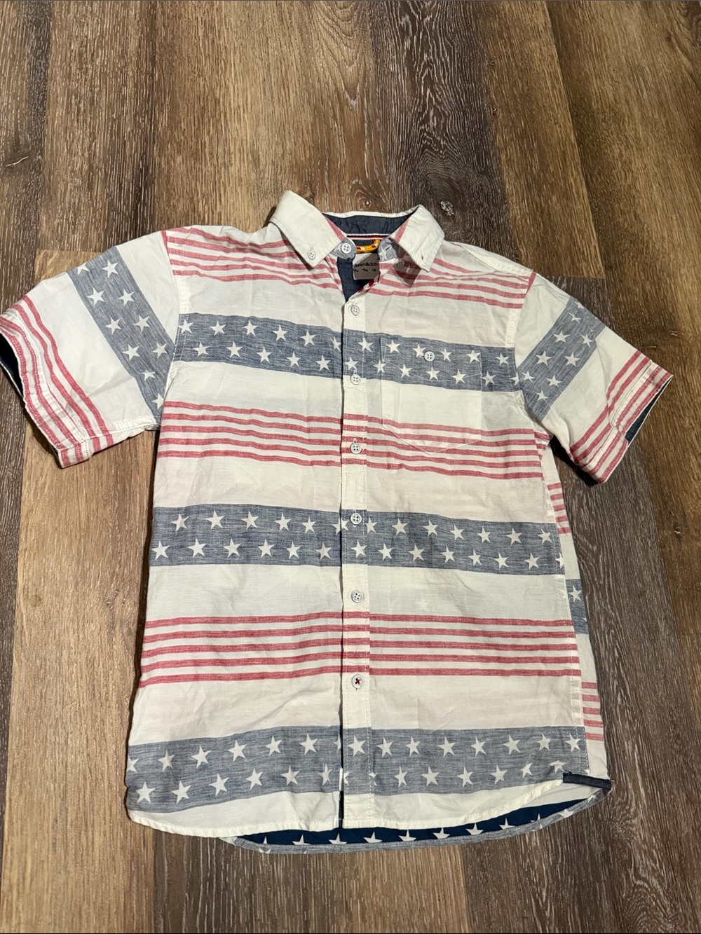 Paper Denim & Cloth Kids Short-Sleeve Button-Down Shirt - Red, White & Blue